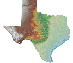 Texas Color Terrain Map